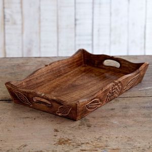 Plateau de service en bois de qualité supérieure, finition lisse, forme ovale, design moderne, personnalisable pour des dîners de luxe et des réceptions haut de gamme - Product Image 1