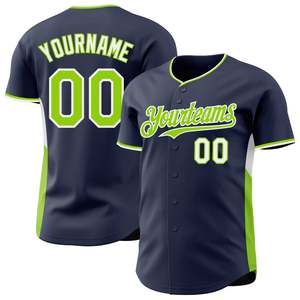 Camiseta de Béisbol Estilo Moderno, Color Azul Marino y Verde, con Nombre del Equipo y Número, Impresión Sublimada, Manga Corta, Diseño con Botones al Frente - Product Image 1