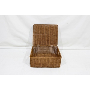 Cesta Organizadora Rectangular de Mimbre Sintético (PE) para Ropa, con Tapa Abatible y Asas - Product Image 2