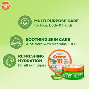 Crema 21 Gel de Aloe Vera 300ml Hidratante y Calmante para el Cuidado de la Piel del Rostro, Cuerpo y Cabello - Product Image 3