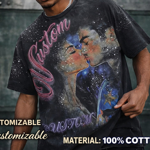 Camisetas Personalizadas 100% Algodón, Camiseta Extra Grande para Hombre, Estilo Urbano, Hip Hop, Estampado DTG, con Pedrería, Camiseta Desgastada para Hombre - Product Image 6