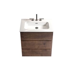 Mobile bagno moderno TIA 24 pollici in noce con lavabo, 3 fori per rubinetteria, ampio spazio contenitivo, mobiletto autoportante per il tuo bagno - Product Image 3