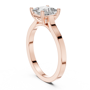 Ensemble de bagues solitaires classiques taille princesse en or rose 18 carats plaqué rhodium, certifiées, pour fêtes, mariages et cadeaux de luxe - Product Image 1