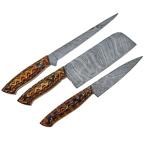 Juego de Cuchillos de Cocina de Damasco Forjados a Mano de 3 Piezas Personalizados, Juego de Cuchillos Profesionales para Chef con Mango de Madera, OEM ODM - Product Image 5