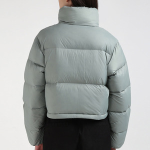 <b>Women</b> Quilted Puffer Jacket Short Stand <b>Collar</b> <b>Women</b> Puffer Jacket Long Reflective Puffer Jacket Black Cropped Puffer Jacket - Product Image 4