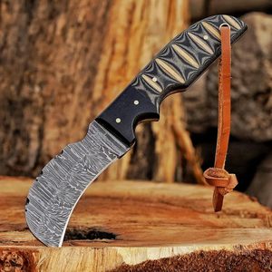 Cuchillo de caza Hawkbill de acero de Damasco de grado industrial hecho a mano por BA Enterprises, hoja de punta caída, mango de madera resistente - Product Image 2