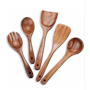 Juego de cubiertos de madera natural elegante reutilizable de diseño simple con acabado pulido, juegos de cubiertos para uso escolar - Product Image 4