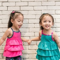 Ensemble de leggings et débardeur à volants tendance pour filles, tenue d'été à bretelles spaghetti pour tout-petits |   Séchage rapide |   Spandex/Polyester |   OEM