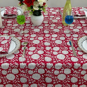 Red Floral Printed Cotton <b>Tablecloth</b> <b>Square</b> Classic Woven Washable Home Use Washable Home Use Durable Washable Customizable - Product Image 6