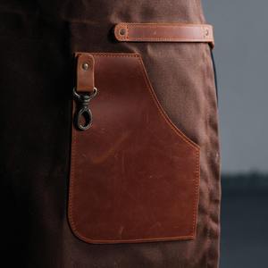 Delantal de Trabajo de Lona Encerada y Cuero Resistente con Cremallera, Ajustable, con 4-6 Compartimentos para Chef, Barbero, Carpintero, Taller - Product Image 5