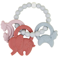Lot de 4 jouets de dentition en silicone multicolores avec logo personnalisé pour bébés de 3 mois et plus, conception anti-étouffement, 100 % silicone de qualité alimentaire, anneau de dentition pour tout-petits