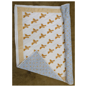 Eco-friendly Premium Reversible Floral 100% Cotton Indian Hand Block Printed Baby Quilt set for Gifting 60x40" - Product Image 1