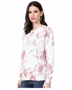 Sweat-shirt tie-dye pour femme, manches longues, col rond, décontracté, vêtements d'automne, coton, fibre de bambou, tricoté, respirant, coupe régulière - Product Image 4
