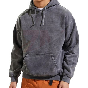 Sudadera con capucha estilo acid wash, 100% algodón, tejido de felpa, lisa, estilo streetwear, mangas largas, para hombre, más vendida. - Product Image 1