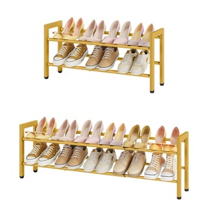 Modern Gold Metal 2 Tier Wire <b>Shoe</b> Rack Freestanding Entryway <b>Storage</b> Organizer Steel <b>Shoe</b> Shelf For Home Decoration Best Price - Product Image 6