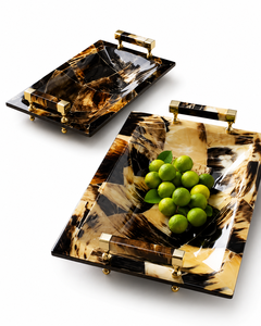Bandeja de Resina de Lujo para Ramadán, Bodas, Hogar, Cocina, Baño, Bandeja Decorativa para Encimera con Patrón Abstracto Curvo - Product Image 1