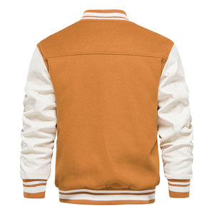 เสื้อแจ็คเก็ตวาร์ซิตี้สีน้ำเงินกรมท่าสำหรับผู้ชาย ผ้าฟลีซ ปกคอพับ ทรงปกติ สไตล์เพรปปี้ สีพื้น ติดกระดุม เหมาะสำหรับใส่ในฤดูใบไม้ร่วง - Product Image 4