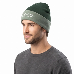 Bonnet tricoté unisexe à blocs de couleur personnalisés, double couche, épais et chaud, bicolore, pour l'hiver et les températures froides - Product Image 4