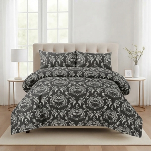 Sábana Plana de Algodón Estampada 150TC con Diseño de Plantas en Blanco y Negro, Transpirable para Todas las Estaciones, para Adultos - Product Image 3