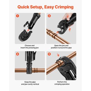 Utensili a pressione compatti serie 7/8 pollici con ganasce in acciaio temprato 52 HRC per applicazioni HVAC/R ad alta pressione per componenti di sistemi HVAC - Product Image 5