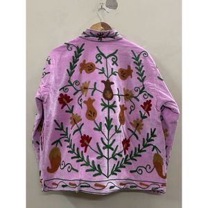 <b>Women's</b> Purple <b>Velvet</b> <b>Jacket</b> Mandarin Collar Floral Embroidery Prairie Chic Autumn Coat Handmade Suzani <b>Velvet</b> <b>Jacket</b> - Product Image 5