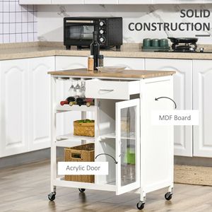 Carrello da Cucina Moderno Effetto Bambù con Ruote e Ripiano a Doghe Regolabile - Product Image 6