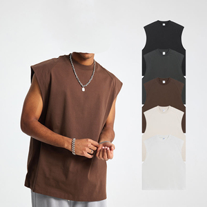 2026 Unisex 275gsm Cotton Cropped Boxy Sleeveless T-<b>Shirt</b> with Wide Shoulder Summer Sleeveless Boxy Crop T <b>Shirt</b> - Product Image 2