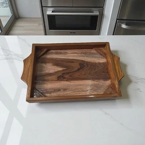 Multi-Purpose Wooden <b>Serving</b> Tray Handle Function for Snacks <b>Beverages</b>-Bohemian Design Wedding Diwali Dining Table Kitchen Use - Product Image 2