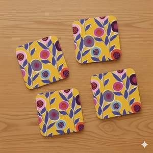 Posavasos de MDF Impresos con Acabado Esmaltado Colorido, Resistentes a los Arañazos, Protección para Mesa de Cocina, Comedor, Café, para Decoración - Product Image 2