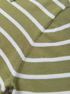 Pull en tricot rayé pour homme, col en V, col polo, coupe ajustée, décontracté, vert olive, blanc, manches longues, tricot en coton - Product Image 4