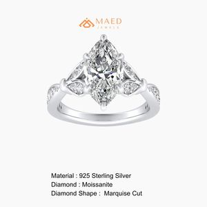 Bague en argent sterling 925 avec moissanite taille marquise, élégante et luxueuse, pour mariage, fiançailles, promesse, bijoux pour femme, usage quotidien - Product Image 6