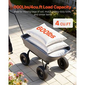 Carrello da Giardino Gigante da 600 Libbre con Sistema di Scarico Rapido a 90° e Ruota Girevole a 180° per Facile Trasporto in Giardino - Product Image 2