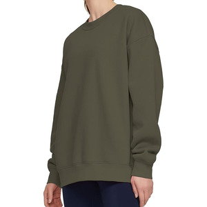 Sweat-shirt à col rond en molleton pour femme avec logo personnalisé, coupe ample, doux, surdimensionné, 100% coton, automne/hiver, décontracté - Product Image 1