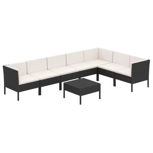 Ensemble de salon de jardin en rotin PE noir, design modulaire standard - Product Image 2