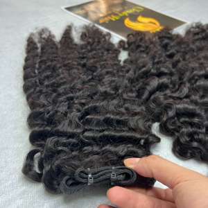 Precio de fábrica, paquetes rizados birmanos, # 1B Color negro, extensiones de cabello humano vietnamita de doble dibujado - Product Image 5