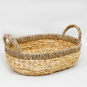 3-Piece Eco-Friendly Handmade Oval Water Hyacinth Storage Baskets with Handles Multifunction Design - Product Image 4