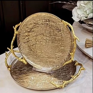 Luxury <b>Hand</b>-<b>Cast</b> Metal Pedestal Bowl Hammered Bark Texture Fruit Dish with Gold Branch Handle Decorative Centerpiece Living Room - Product Image 6