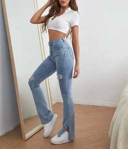 Pantalones Vaqueros de Moda para Hombre, Cintura Media, Rotos, de Pierna Ancha, Personalizados, Nuevos, Casuales, 100% Algodón, Ecológicos - Product Image 2