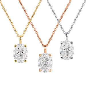 Élégant pendentif ovale en diamant de laboratoire certifié IGI, en or jaune, rose, blanc ou argent, avec chaîne ajustable assortie - Product Image 6