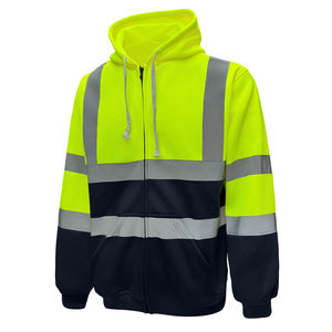 Sweat à capuche de sécurité personnalisable unisexe haute visibilité, classe 1, imperméable, respirant, avec empiècements, doublure polaire, fermeture éclair - Product Image 3