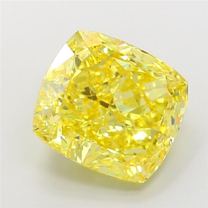 Diamante sintético certificado de corte excelente, color amarillo intenso, VS2, cultivado en laboratorio, forma cojín, suelto. - Product Image 2