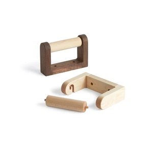 Portarrollos de papel higiénico moderno de madera para montar en la pared, desmontable, de dos tonos, con estante de almacenamiento para baño. - Product Image 1