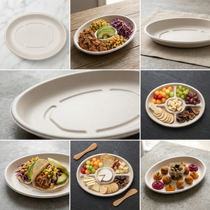 CANEX 32 OZ Oval Sugarcane Bagasse Pulp Compostable Disposable Microwave-Safe Food <b>Container</b> for Restaurants Catering <b>Takeaway</b> - Product Image 5