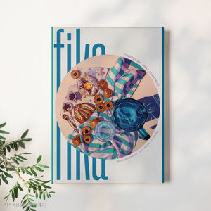 Impression sur toile pour cuisine, style rétro-modernisme Fika Swedish Coffee Break Art, palette de couleurs pastel et vert sarcelle, décoration murale moderne pour cuisine - Product Image 1