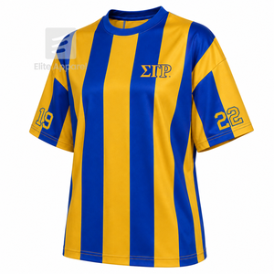 Custom Sigma Gamma Rho Sorority Sweatshirt Striped Short Sleeve blue & gold Casual Style for female with polyester lining - Product Image 2