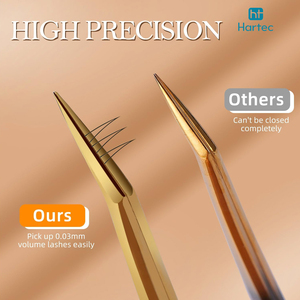 New Trendy High-End Custom Logo Tweezer Set, Gradient Gold and Black Finish, Durable Stainless Steel Lash Extension Tools - Product Image 3