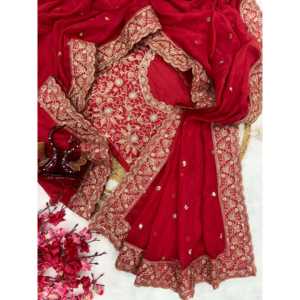 Sari pour femmes de créateur avec de magnifiques paillettes et des broderies en cordon - Product Image 3