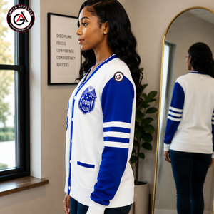 เสื้อคาร์ดิแกนผู้หญิงปักลายอะคริลิคติดกระดุม Zeta Phi Beta รุ่นวินเทอร์ |   เสื้อสเวตเตอร์สไตล์วินเทจแบบกำหนดเองของ ZOB Sorority - Product Image 3