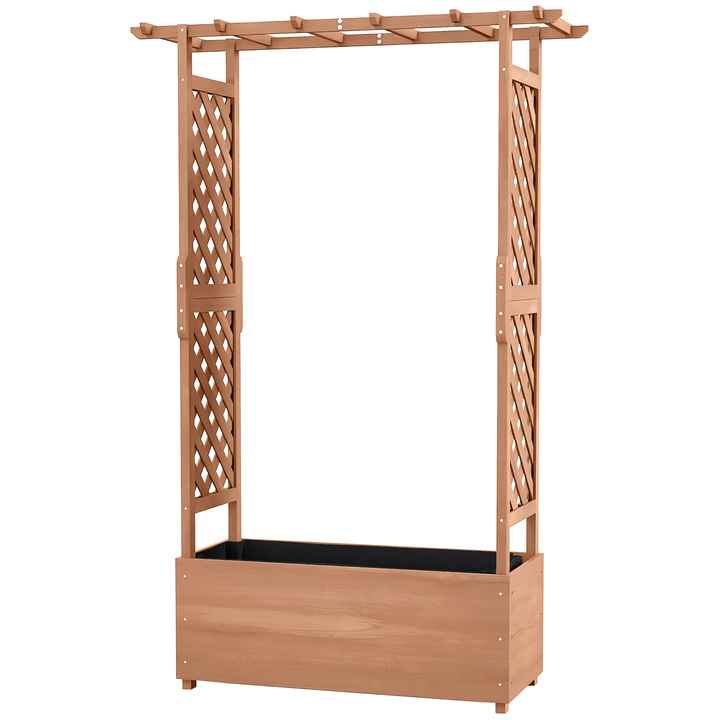 Garden Trellis Planter 70.75\" Wooden Construction with Drainage for Climbing Plants Flower Pots & Planters