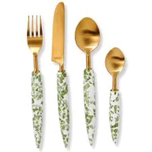 Juego de cubertería y tenedores de cucharas chapadas en oro, con mango de cerámica de color rosa, diseño para el hogar, Hotel y restaurante - Product Image 2